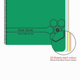 Spiral Note Book No.102, 200 Pages, (28.5cm x 20cm) (Multi-coloured pages) (Five Colour in One)